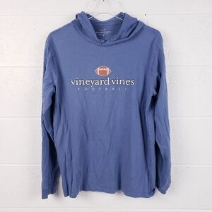 Vineyard Vines Mens Small Blue Moonshine Football Long Sleeve‎ Hoodie T Shirt